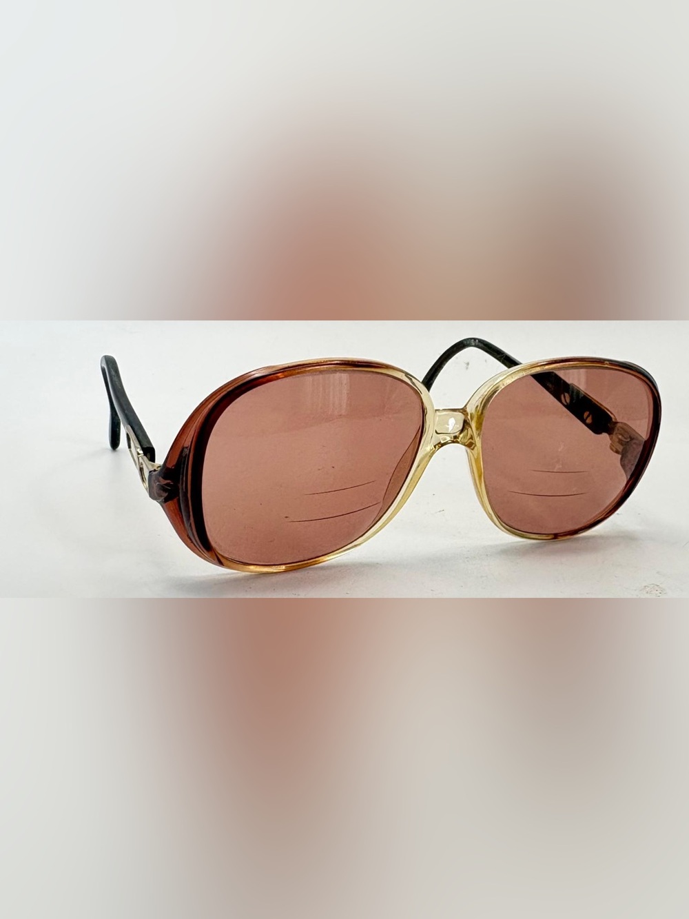 Vintage Luxottica Jill Brown Oval Sunglasses Frames Only